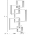 HOMCOM-Libreria-Moderna-Sospesa-con-5-Cubi-Intrecciati-in-Legno-49.5x10.2x86cm-Bianco