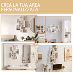 HOMCOM-Libreria-Moderna-Sospesa-con-5-Cubi-Intrecciati-in-Legno-49.5x10.2x86cm-Bianco