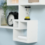 HOMCOM-Libreria-Moderna-Sospesa-con-5-Cubi-Intrecciati-in-Legno-49.5x10.2x86cm-Bianco