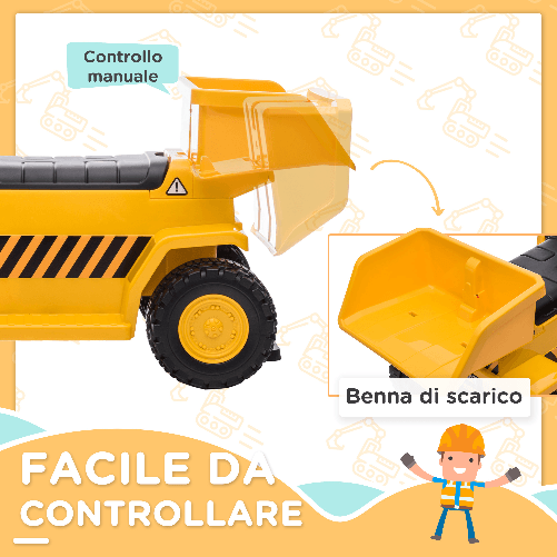 HOMCOM-Camion-Giocattolo-Elettrico-con-Benna-di-Scarico-Fari-e-Suoni-per-Bambini-18-36-Mesi-74.5x36x43.5-cm