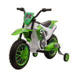 HOMCOM Moto da Cross Elettrica per Bambini da 3-5 Anni, Batteria 12V Ricaricabile e Rotelline Rimovibili, 106.5x51.5x68cm, Verde