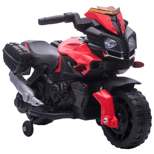 HOMCOM-Moto-Elettrica-per-Bambini-con-Fari-e-Clacson-Batteria-6V-Velocita-3km-h-Eta-18-48-Mesi-88.5x42.5x49cm-Rosso