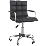 HOMCOM Sedia da Ufficio Ergonomica in Similpelle Nero, Sedia da Studio con 5 Ruote Girevoli, Imbottitura e Altezza Regolabile, 52.5x54x84-99cm