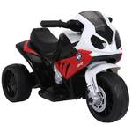 HOMCOM Moto Elettrica per Bambini Max. 20kg con Licenza BMW, 3 Ruote, Batteria Ricaricabile 6V, Bianco Rosso, 66x37x44cm