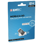 Emtec-T260C-unita--flash-USB-64-GB-USB-Type-A---USB-Type-C-3.2-Gen-1--3.1-Gen-1--Nero-Acciaio-inossidabile