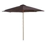 Outsunny Ombrellone da Giardino 3x2.5 m con Palo in Legno e 8 Stecche, Parasole da Esterno in Poliestere, Caffè