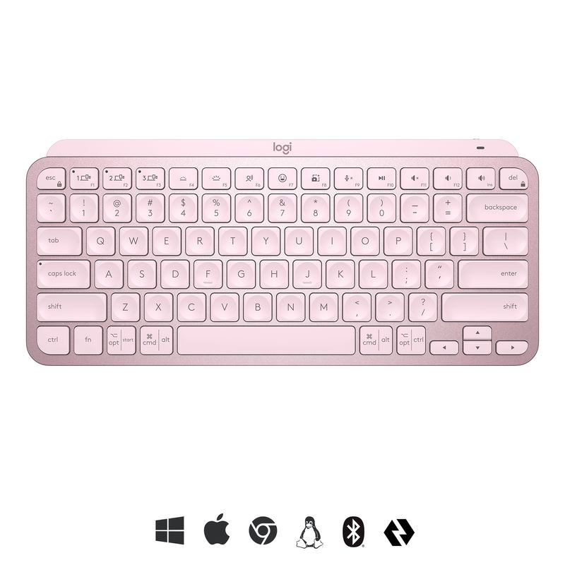 Logitech-MX-Keys-Mini-tastiera-RF-senza-fili--Bluetooth-QWERTY-Inglese-Rosa--MXKEYS-MINI-WRLS-ILLUMINATED-KB---ROSE---US