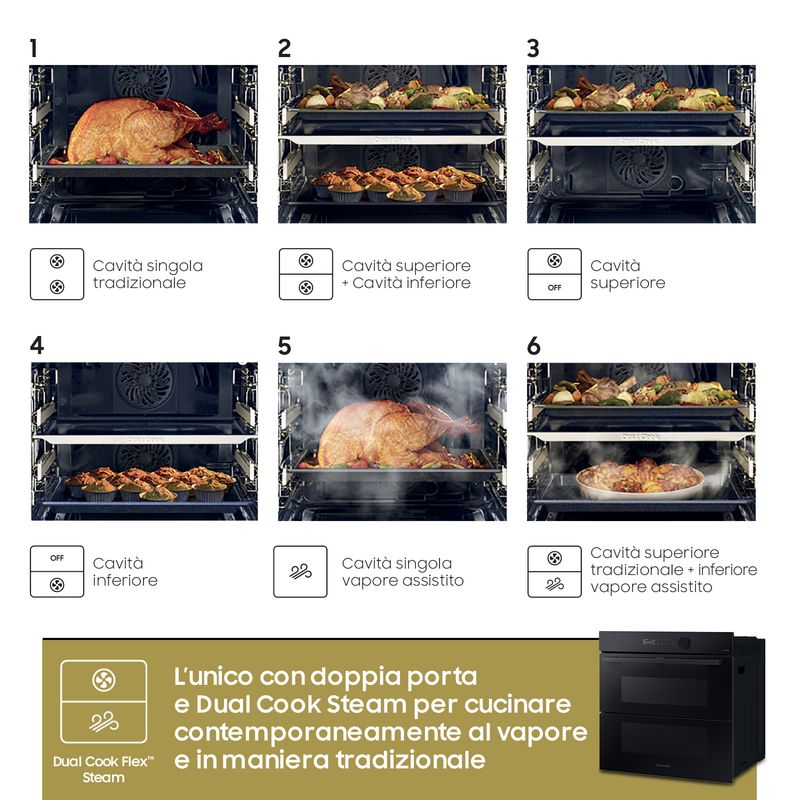 Samsung-NV7B5760WBK-U5-Forno-Elettrico-Multifunzione-da-incasso-a-Vapore-Dual-Cook-Flex-Steam-Classe-energetica-A--40-Programmi-Frittura-ad-Aria-WiFi-595-cm-Nero