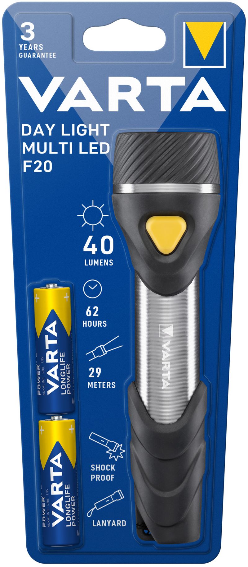 Varta-Day-Light-Multi-LED-F20-Torcia-a-mano-Nero-Argento-Giallo