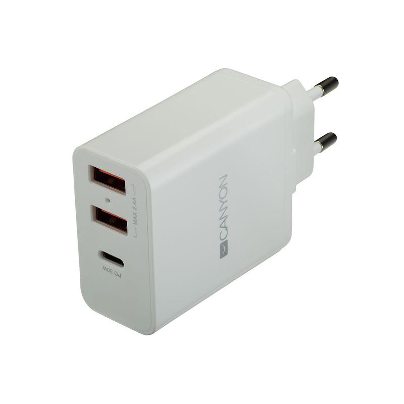 Caricabatterie-2xUSB-A--1xUSB-C-24A-30W-PD-bianco