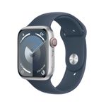 Apple Watch Series 9 (GPS Cellular) cassa in alluminio da 45 mm argento cinturino Sport blu tempesta M/L