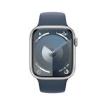 Apple-Watch-Series-9--GPS-Cellular--cassa-in-alluminio-da-45-mm-argento-cinturino-Sport-blu-tempesta-M-L