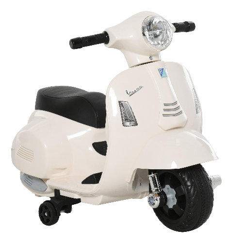 HOMCOM-Moto-Elettrica-per-Bambini-con-Licenza-Ufficiale-Vespa-Batteria-6V-Fari-e-Clacson-per-Bimbi-da-18-36-mesi-Bianco-66.5x38x52cm