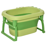 HOMCOM Vaschetta Bagnetto Pieghevole per Bimbi 0-6 Anni in Plastica Antiscivolo Verde, 75.3x55.4x43cm