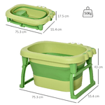 HOMCOM-Vaschetta-Bagnetto-Pieghevole-per-Bimbi-0-6-Anni-in-Plastica-Antiscivolo-Verde-75.3x55.4x43cm