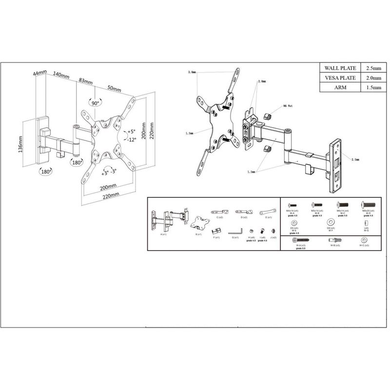 Manhattan-461405-supporto-da-tavolo-per-Tv-a-schermo-piatto-1067-cm-42-Nero-Parete--TV---Monitor-Mount-Wall-Full-Motion-