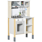 HOMCOM Cucina Giocattolo per Bambini con Altezza Regolabile, Suoni, Luci e Utensili, in MDF e PP, 60x30.5x93.2 cm