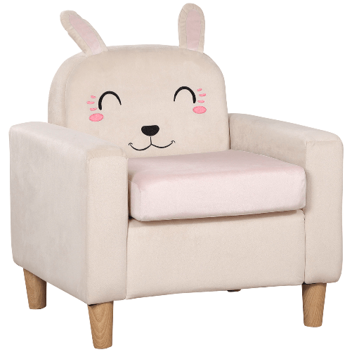 HOMCOM-Poltroncina-per-Bambini-con-Design-a-Coniglio-e-Gambe-in-Legno-53x47x54.5cm-Crema