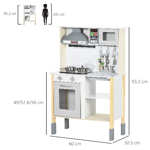 HOMCOM-Cucina-Giocattolo-per-Bambini-con-Altezza-Regolabile-Suoni-Luci-e-Utensili-in-MDF-e-PP-60x30.5x93.2-cm