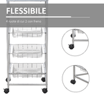 HOMCOM-Carrello-Cucina-Salvaspazio-Ruote-4-Cesti-Acciaio-Legno-36.5-×-36.5-×-89cm