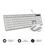 SUBBLIM SUBKBC-CEKE60 tastiera Mouse incluso Universale USB QWERTY Spagnolo Argento, Bianco