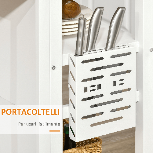 HOMCOM-Isola-Cucina-con-Piano-di-Lavoro-Pieghevole-e-2-Ripiani-in-Legno-e-Acciaio-120x76x91.5cm-Bianco