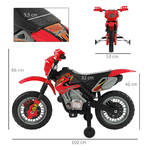 HOMCOM-Moto-Cross-Elettrica-con-Rotelle-Rosso-per-Bambini-3-anni-e-piu-Batteria-6V-Velocita-2.5km-h-102-x-53-x-66cm