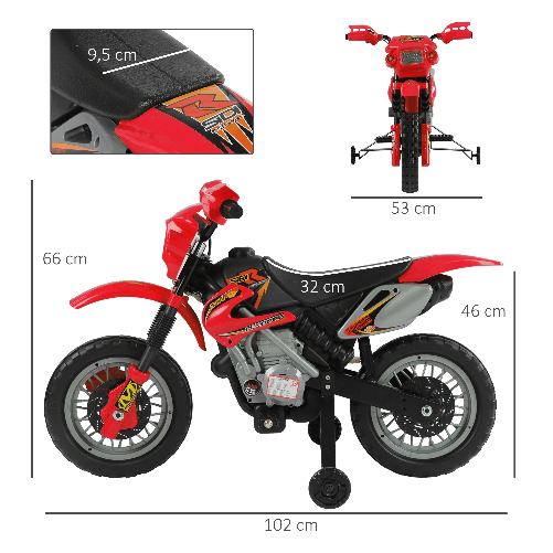 HOMCOM-Moto-Cross-Elettrica-con-Rotelle-Rosso-per-Bambini-3-anni-e-piu-Batteria-6V-Velocita-2.5km-h-102-x-53-x-66cm