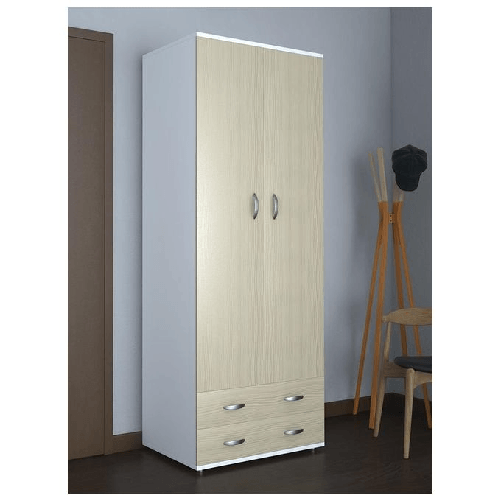 CTF-Armadio-2-Ante-2-Cassetti-80X52X170-Bianco-Olmo