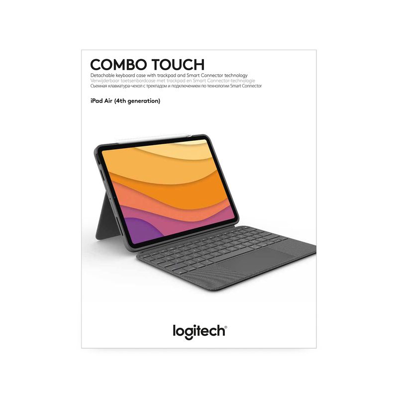 Logitech-Combo-Touch-Custodia-con-Tastiera-per-iPad-Air--4.-gen---2020----Tastiera-Retroilluminata-Rimovibile-Trackpad-Click-Anywhere-Smart-Connector---Grigio.