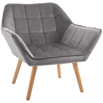 HOMCOM Poltroncina Stile Nordico in Legno ed Effetto Velluto Grigio per Soggiorno o Ufficio, 64x62x72.5 cm