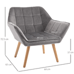 HOMCOM-Poltroncina-Stile-Nordico-in-Legno-ed-Effetto-Velluto-Grigio-per-Soggiorno-o-Ufficio-64x62x72.5-cm