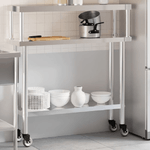 vidaXL Tavolo Lavoro Cucina con Ripiano 110x30x120 cm Acciaio Inox