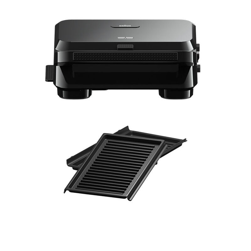 Braun-SnackMaker-5-SM5001-Sandwich-Maker-con-Piastre-Grill-Rimovibili-in-Alluminio-Pressofuso-800W-Nero