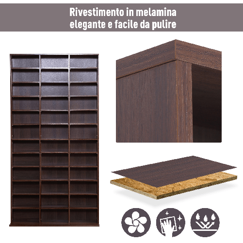 HOMCOM-Libreria-Modulare-Mobile-Porta-CD-Classica-36-Scompartimenti-RegolabilI-Legno-195-×-102-×-23.5cm