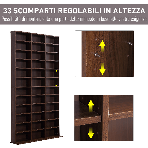 HOMCOM-Libreria-Modulare-Mobile-Porta-CD-Classica-36-Scompartimenti-RegolabilI-Legno-195-×-102-×-23.5cm