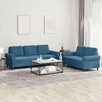 vidaXL Set di Divani 2 pz con Cuscini Blu in Velluto