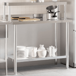 vidaXL Tavolo Lavoro Cucina con Ripiano 110x55x120 cm Acciaio Inox