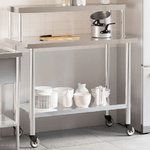 VidaXL Tavolo Lavoro Cucina con Ripiano 110x55x120 cm Acciaio Inox