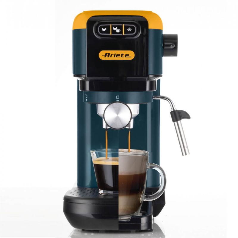 Ariete-1399-Macchina-da-caffe-espresso-Mango-Yellow-Per-polvere-e-cialde-ESE-1300-W-Capacita-11L-15-bar-di-pressione-Filtro-1-2-tazze-e-cialda-ESE-Cappuccino-Giallo