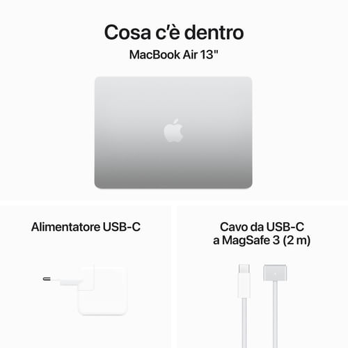 Apple-MacBook-Air-13--Chip-M3-con-CPU-8-core-e-GPU-8-core-256GB-SSD---Argento