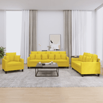 VidaXL Set di Divani 3 pz con Cuscini Giallo Chiaro in Tessuto