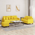 VidaXL Set di Divani 3 pz con Cuscini Giallo Chiaro in Tessuto