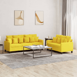 VidaXL Set di Divani 2 pz con Cuscini Giallo Chiaro in Tessuto