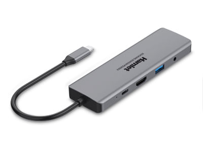 Hamlet-HDKC-PD200U-replicatore-di-porte-e-docking-station-per-notebook-Cablato-USB-3.2-Gen-1--3.1-Gen-1--Type-C-Grigio