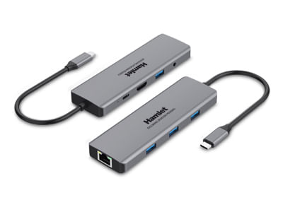 Hamlet-HDKC-PD200U-replicatore-di-porte-e-docking-station-per-notebook-Cablato-USB-3.2-Gen-1--3.1-Gen-1--Type-C-Grigio