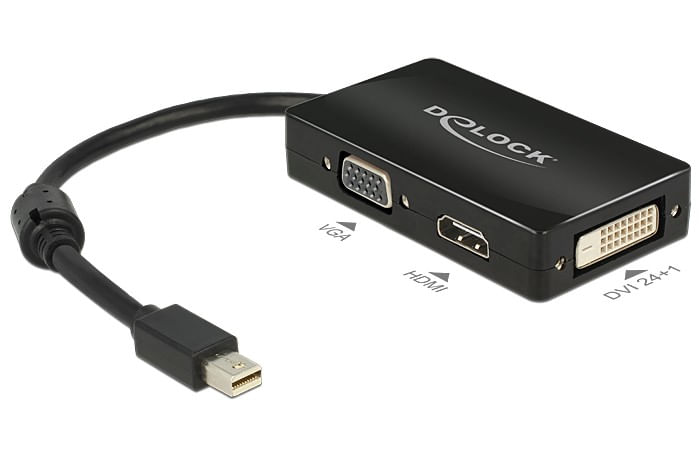 DeLOCK-0.16m-DisplayPort-VGA---HDMI---DVI-016-m-Mini-DisplayPort-VGA--D-Sub---HDMI---DVI-Nero