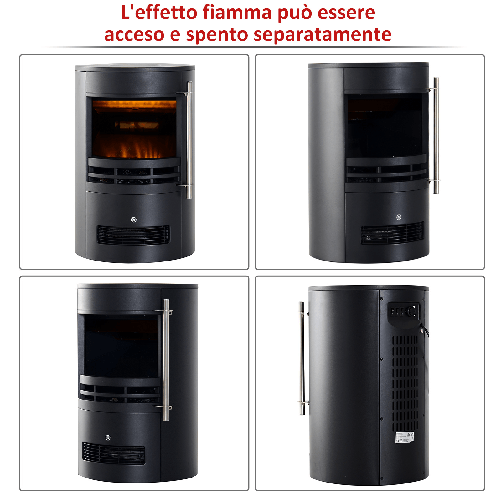 HOMCOM-Camino-Elettrico-da-Terra-Potenza-900W-2000W-con-Effetto-Fiamma-41-×-41-×-64.5cm-Nero