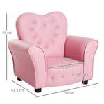 HOMCOM-Poltroncina-per-Bambini-Imbottita-Poltrona-per-cameretta-con-Rivestimento-in-PVC-e-Struttura-in-Legno-59x41.5x49cm-Rosa