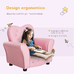 HOMCOM-Poltroncina-per-Bambini-Imbottita-Poltrona-per-cameretta-con-Rivestimento-in-PVC-e-Struttura-in-Legno-59x41.5x49cm-Rosa